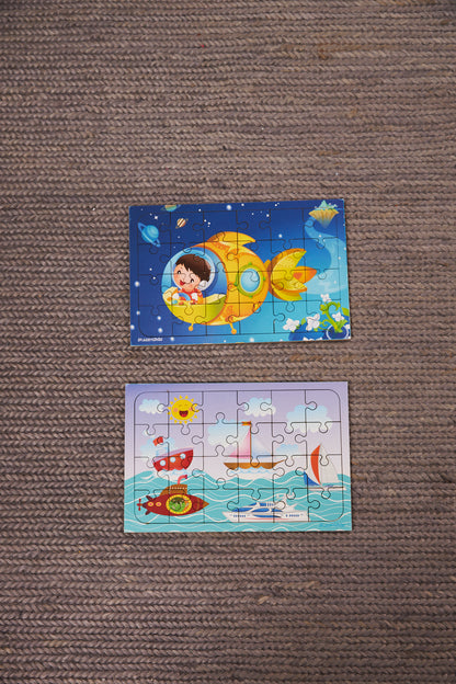 Okul Öncesi Başlangıç Yapboz Uzaya Yolculuk Ve Deniz Araçları Ahşap Puzzle Set