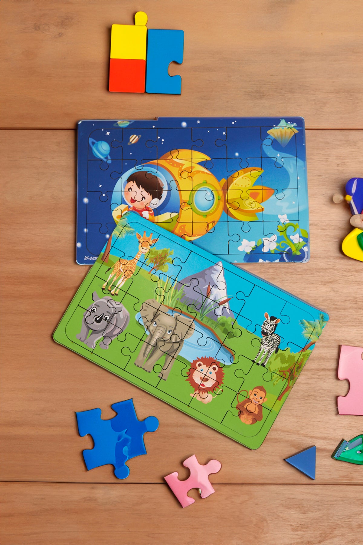 Okul Öncesi Başlangıç Yapboz Uzaya Yolculuk Ve Safari Ahşap Puzzle Set