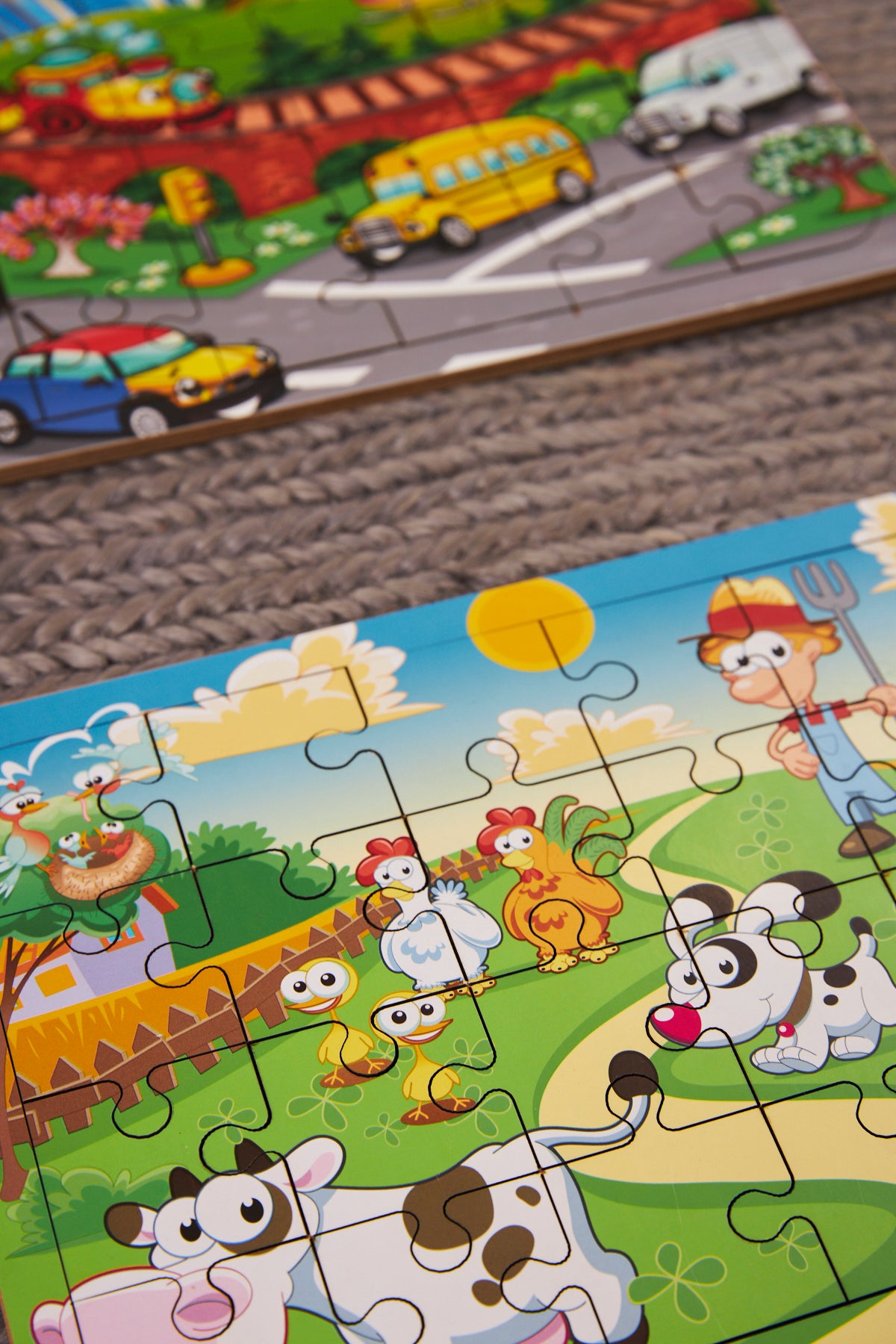 Okul Öncesi Başlangıç YapbozTaşıtlar Ve Sevimli Çiftliğim Ahşap Puzzle Set